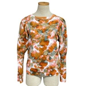 Marie Oliver Sweatshirt Pullover Tie Dye Puff Sleeves Pima Cotton Size Medium